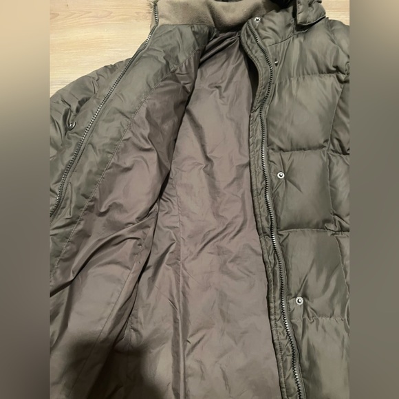 Eddie Bauer Taupe Brown Grey Puffer Fur Fleece Lined goose down parka - Picture 5 of 8